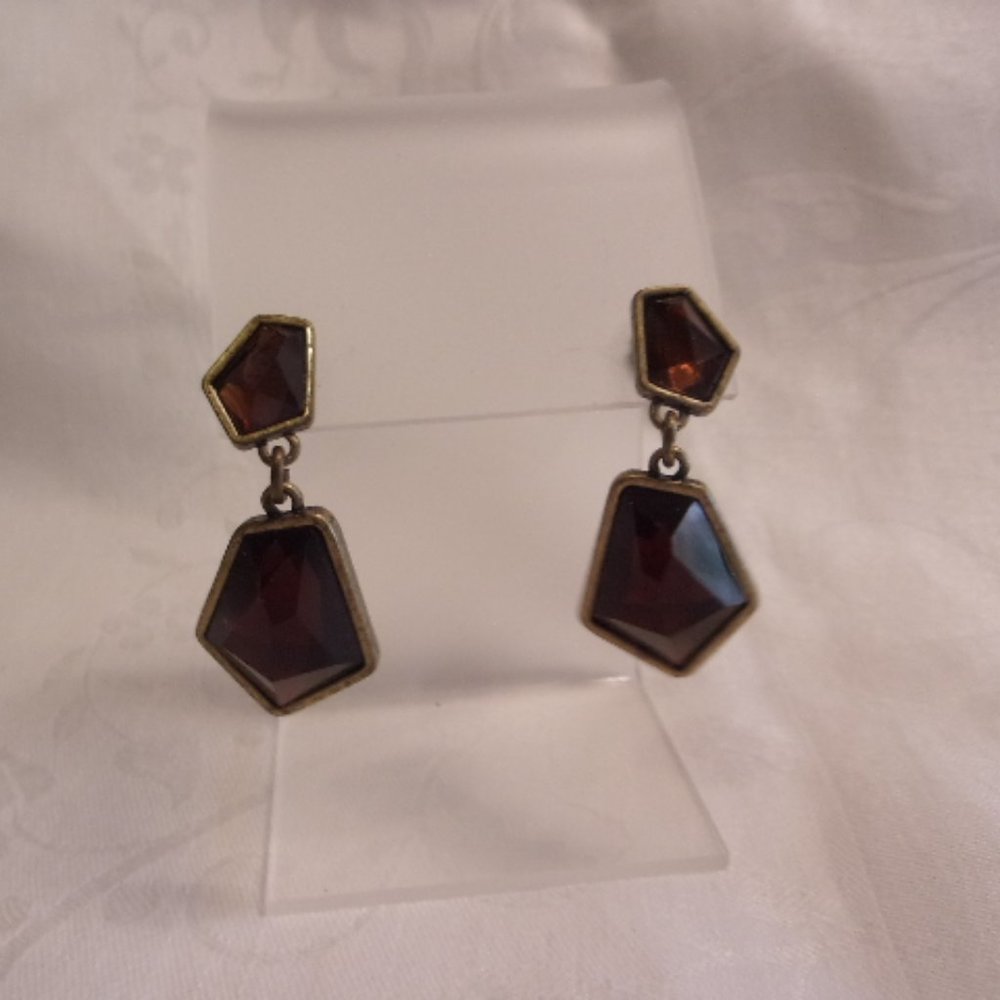 Avon Faceted Geometric Drop Pierced Earrings